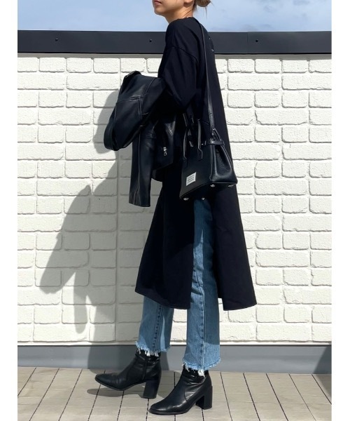 n.a.s(ナス)の「【n.a.s】前後2WAYサイドスリット7部袖ロングTシャツ(ワンピース・レディース・ホワイト/ブラック/カーキ・FREE)」の2枚目の写真
