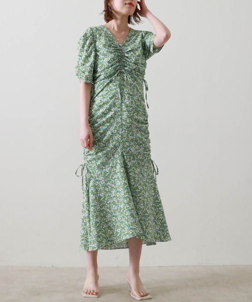 Cheek（チーク）の「ドロストギャザーワンピース（ワンピース・レディース・オレンジ/グリーン・MEDIUM）」の10枚目の写真