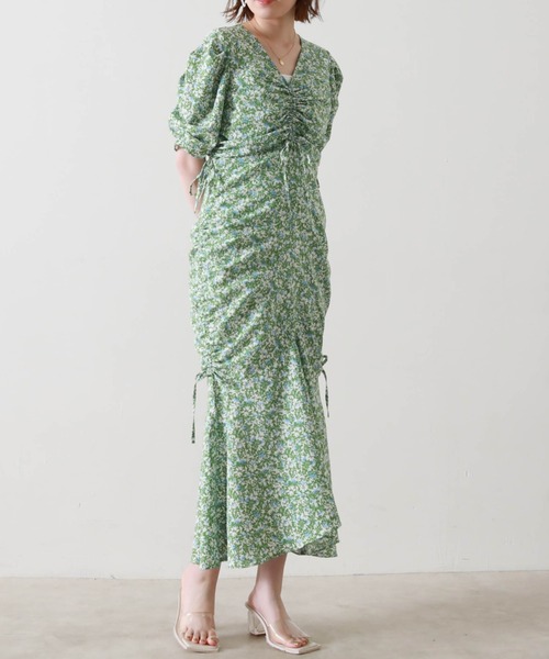 Cheek（チーク）の「ドロストギャザーワンピース（ワンピース・レディース・オレンジ/グリーン・MEDIUM）」の11枚目の写真