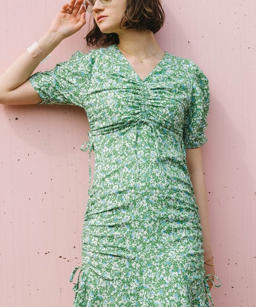 Cheek（チーク）の「ドロストギャザーワンピース（ワンピース・レディース・オレンジ/グリーン・MEDIUM）」の9枚目の写真