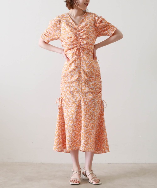 Cheek（チーク）の「ドロストギャザーワンピース（ワンピース・レディース・オレンジ/グリーン・MEDIUM）」の20枚目の写真