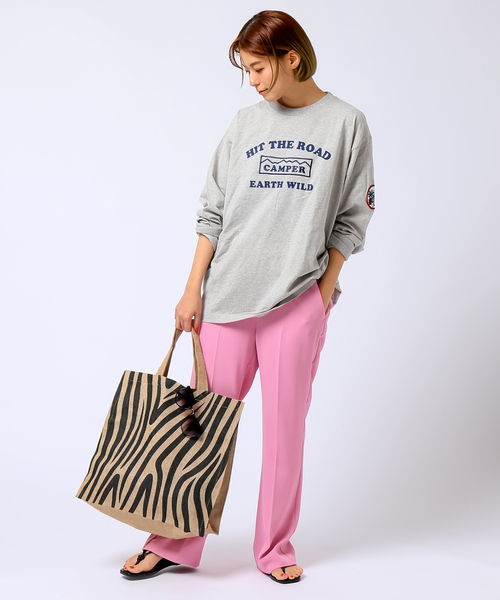 B.C STOCK（ベーセーストック）の「ルーシーアート ワッペンL/S-T（Tシャツ/カットソー・メンズ・グレー/アイボリー/モスグリーン・MEDIUM/LARGE）」の5枚目の写真