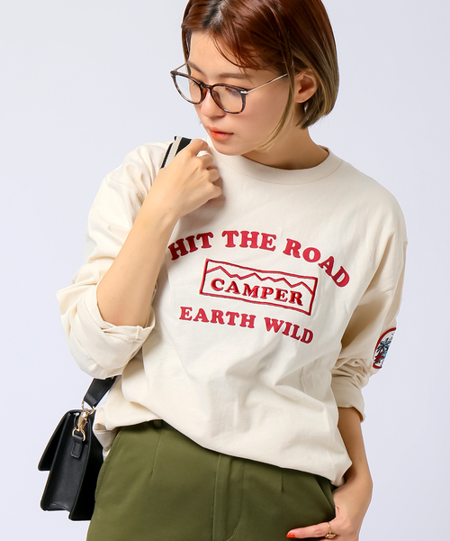 B.C STOCK（ベーセーストック）の「ルーシーアート ワッペンL/S-T（Tシャツ/カットソー・メンズ・グレー/アイボリー/モスグリーン・MEDIUM/LARGE）」の12枚目の写真