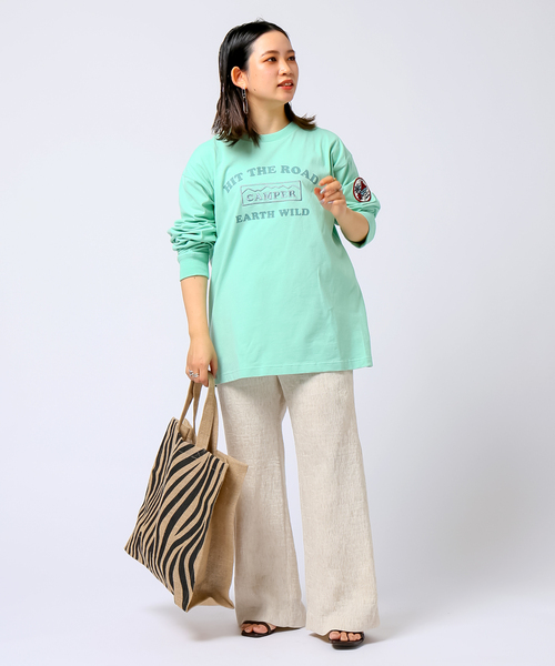 B.C STOCK（ベーセーストック）の「ルーシーアート ワッペンL/S-T（Tシャツ/カットソー・メンズ・グレー/アイボリー/モスグリーン・MEDIUM/LARGE）」の15枚目の写真