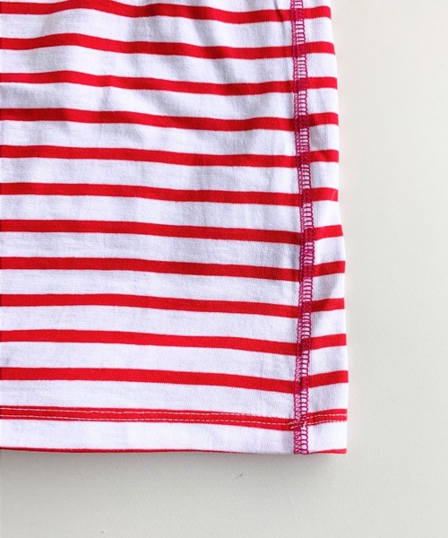 Q(キュー)の「デイリー半袖ボーダーT(Tシャツ/カットソー・レディース・ホワイト系その他/ブルー系その他/レッド系その他・MEDIUM)」の15枚目の写真