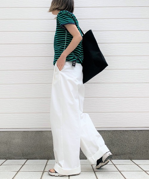 Q(キュー)の「デイリー半袖ボーダーT(Tシャツ/カットソー・レディース・ホワイト系その他/ブルー系その他/レッド系その他・MEDIUM)」の12枚目の写真