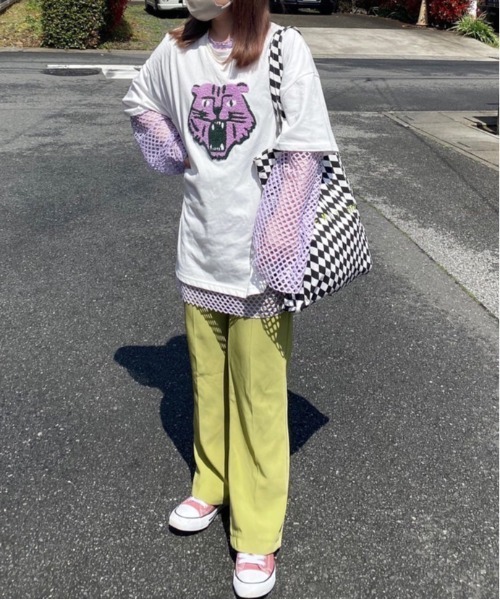SpRay（スプレイ）の「トラさがらＢＩＧＴシャツ（Tシャツ/カットソー・レディース・ブラック/オフホワイト/オレンジ/ブルー・FREE）」の8枚目の写真