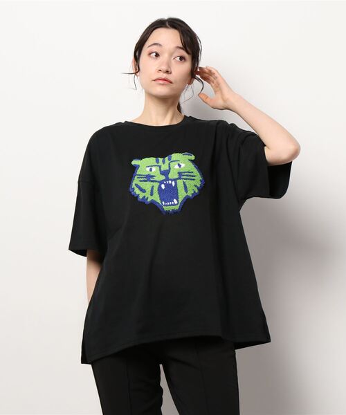 SpRay（スプレイ）の「トラさがらＢＩＧＴシャツ（Tシャツ/カットソー・レディース・ブラック/オフホワイト/オレンジ/ブルー・FREE）」の11枚目の写真