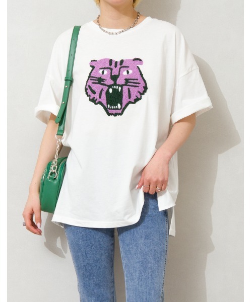 SpRay（スプレイ）の「トラさがらＢＩＧＴシャツ（Tシャツ/カットソー・レディース・ブラック/オフホワイト/オレンジ/ブルー・FREE）」の10枚目の写真