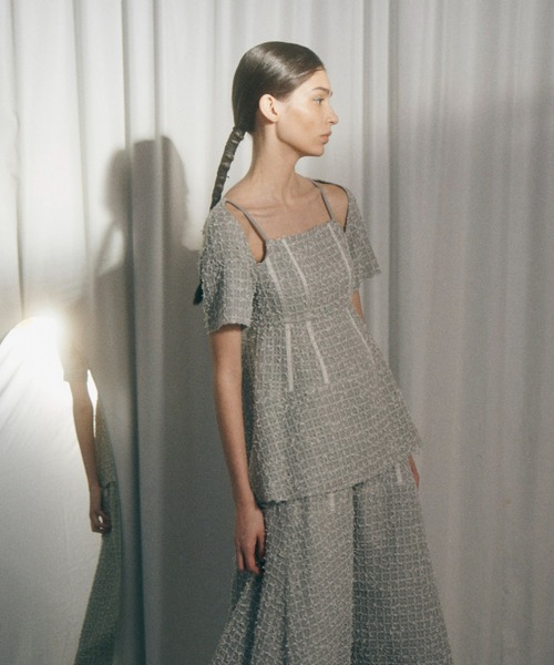 LE CIEL BLEU（ルシェルブルー）の「ファンシーツイードベイビードールトップス / Fancy Tweed Babydoll Top（シャツ/ブラウス・レディース・グレー/オフホワイト・38/36）」の17枚目の写真