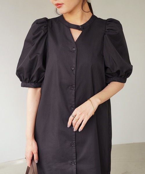 IAMUSE（アイアミューズ）の「デザインパフスリーブ2WAYワンピース S0669【IAMUSE】（ワンピース・レディース・モカ/グリーン/ブラック・FREE）」の8枚目の写真