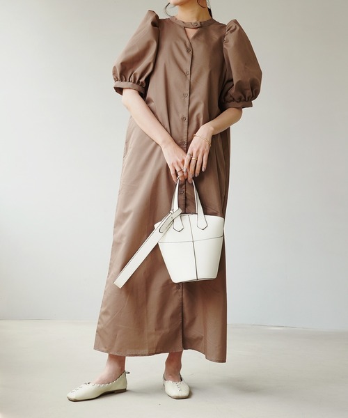 IAMUSE（アイアミューズ）の「デザインパフスリーブ2WAYワンピース S0669【IAMUSE】（ワンピース・レディース・モカ/グリーン/ブラック・FREE）」の14枚目の写真