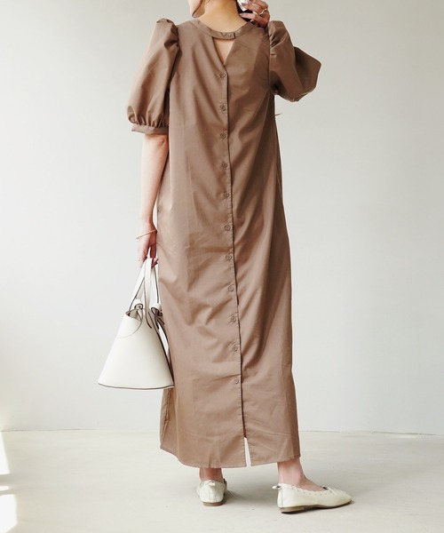 IAMUSE（アイアミューズ）の「デザインパフスリーブ2WAYワンピース S0669【IAMUSE】（ワンピース・レディース・モカ/グリーン/ブラック・FREE）」の15枚目の写真