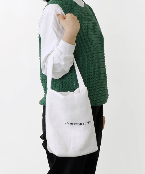 HIGHTIDE（ハイタイド）の「GOOD LINEN SUPPLY KITCHEN TOWEL SATIN グッドリネンサプライ トートバッグ ミニ（トートバッグ・レディース・ホワイト/ナチュラル・FREE）」の4枚目の写真