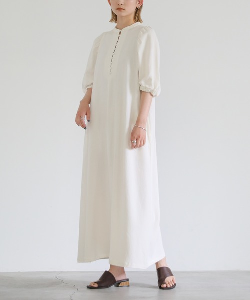 SinceThenフレンチバブ フロントボタン スリムワンピース ロング Julia Boutique ワンピース フロントボタンフレンチスリーブ