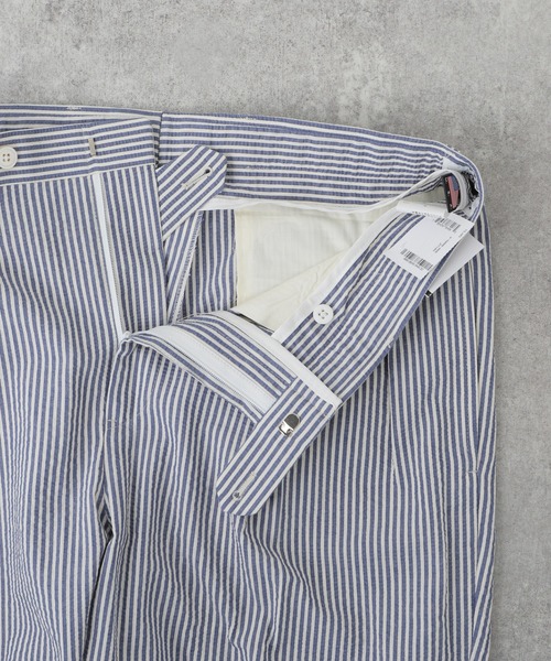 BARRY BRICKEN（バリーブリッケン）の「【BARRY BRICKEN / バリーブリッケン】別注２タックサッカートラウザース（スラックス・メンズ・ネイビー/ブラウン・34/32/30）」の6枚目の写真