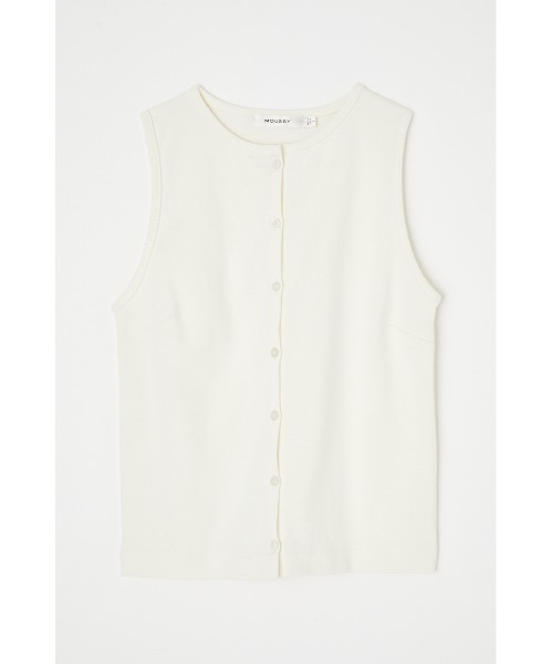 MOUSSY(マウジー)の「FRONT BUTTON RIB トップス(タンクトップ・レディース・ブラック/ネイビー/オフホワイト/ライトグリーン・1/2)」の2枚目の写真
