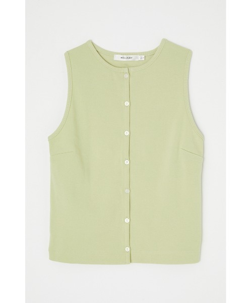 MOUSSY(マウジー)の「FRONT BUTTON RIB トップス(タンクトップ・レディース・ブラック/ネイビー/オフホワイト/ライトグリーン・1/2)」の1枚目の写真