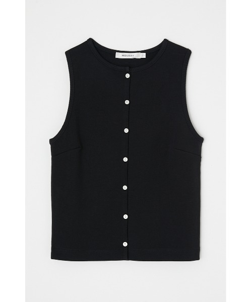 MOUSSY(マウジー)の「FRONT BUTTON RIB トップス(タンクトップ・レディース・ブラック/ネイビー/オフホワイト/ライトグリーン・1/2)」の5枚目の写真