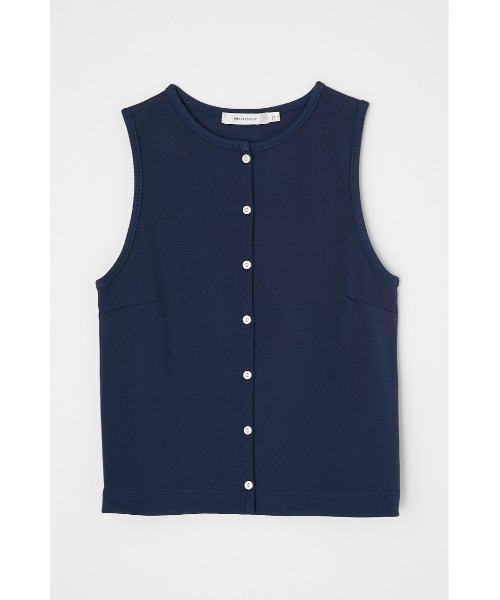 MOUSSY(マウジー)の「FRONT BUTTON RIB トップス(タンクトップ・レディース・ブラック/ネイビー/オフホワイト/ライトグリーン・1/2)」の9枚目の写真