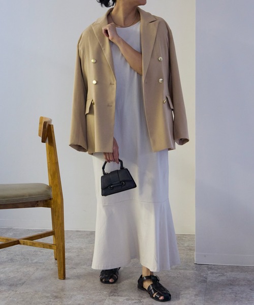 TRIANGLE PALETTE（トライアングルパレット）の「バックオープン カットマキシワンピース（ワンピース・レディース・チャコールグレー/ブラック/アイボリー/ベージュ・FREE）」の10枚目の写真