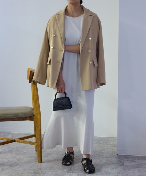 TRIANGLE PALETTE（トライアングルパレット）の「バックオープン カットマキシワンピース（ワンピース・レディース・チャコールグレー/ブラック/アイボリー/ベージュ・FREE）」の8枚目の写真