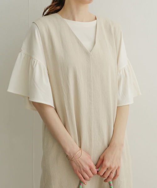 tシャツ フレアスリーブ プルオーバー レディース green label relaxing tシャツ シルトリ ダブルフレアスリーブ