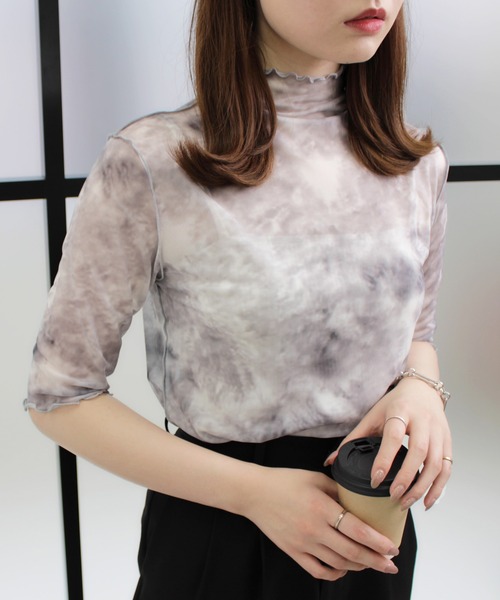 MLI'A（エムリア）の「チュールシアートップス（Tシャツ/カットソー・レディース・オフホワイト/オレンジ/グリーン/ブラック/サックスブルー/グレー・M）」の3枚目の写真