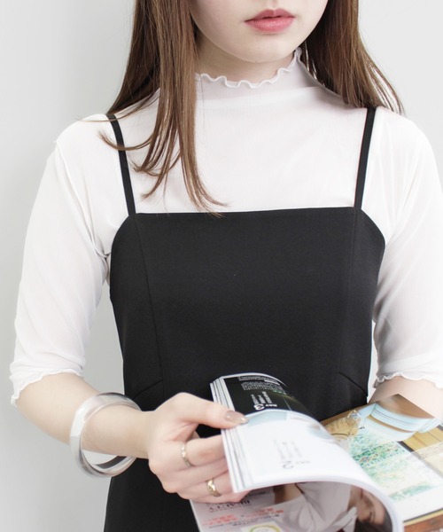 MLI'A（エムリア）の「チュールシアートップス（Tシャツ/カットソー・レディース・オフホワイト/オレンジ/グリーン/ブラック/サックスブルー/グレー・M）」の2枚目の写真