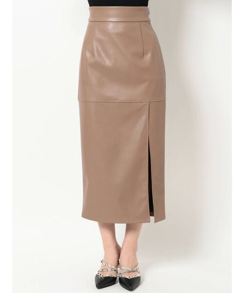 RESEXXY（リゼクシー）の「フェイクレザースリットスカート（スカート・レディース・ブラック/アイボリー/ベージュ・FREE）」の16枚目の写真