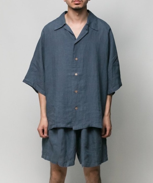 希少 badhiya バディーヤ 乱痴気 シャツ 開襟 オープンカラー Badhiya（バディ―ヤ）の「Open collar ss shirts - linen（シャツ