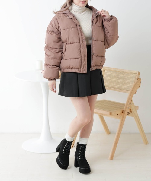 WEGO（ウィゴー）の「WEGO/【WEB先行販売】フードエコダウンジャケット（ダウンジャケット/コート・レディース・ブラック/アイボリー/ライトブラウン・FREE）」の19枚目の写真