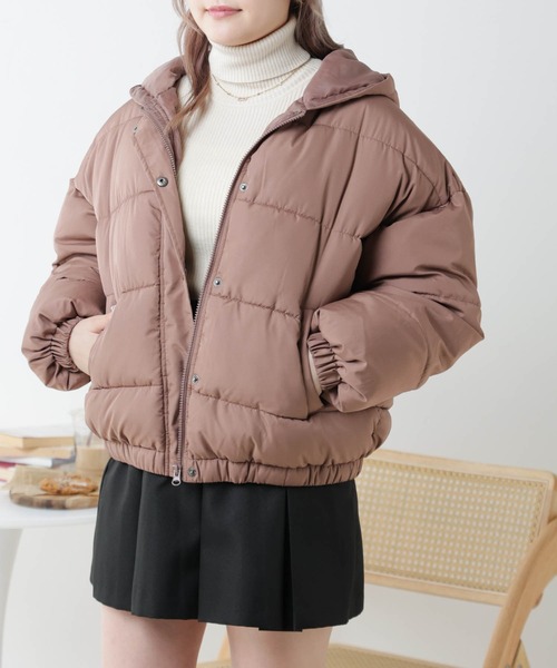 WEGO（ウィゴー）の「WEGO/【WEB先行販売】フードエコダウンジャケット（ダウンジャケット/コート・レディース・ブラック/アイボリー/ライトブラウン・FREE）」の13枚目の写真