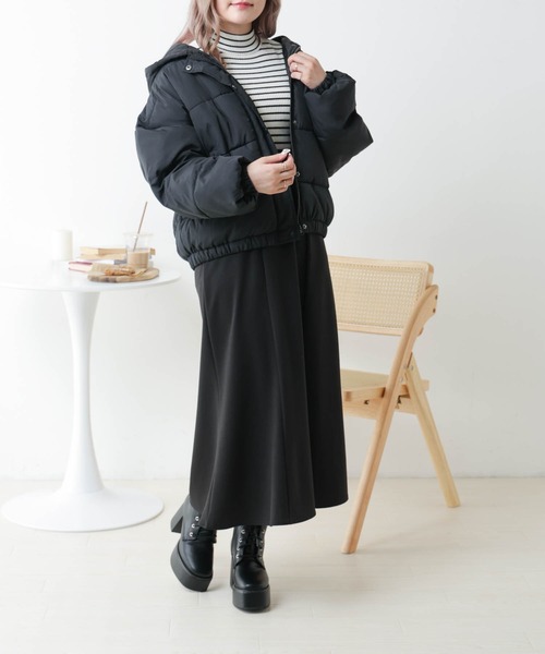 WEGO（ウィゴー）の「WEGO/【WEB先行販売】フードエコダウンジャケット（ダウンジャケット/コート・レディース・ブラック/アイボリー/ライトブラウン・FREE）」の9枚目の写真