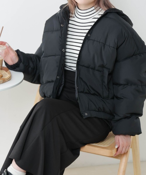 WEGO（ウィゴー）の「WEGO/【WEB先行販売】フードエコダウンジャケット（ダウンジャケット/コート・レディース・ブラック/アイボリー/ライトブラウン・FREE）」の16枚目の写真