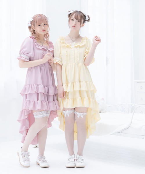 DearMyLove(ディアマイラブ)の「妖精フィッシュテールフリルワンピース(ワンピース・レディース・ミント/ベビーピンク/ライトイエロー/ブラック・MEDIUM/XX-LARGE/LARGE/X-LARGE)」の6枚目の写真