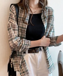 長袖チェックシャツ