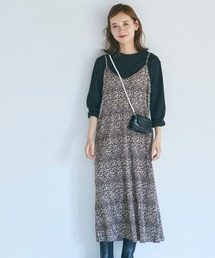 coca（coca）（コカ）の「ピーチスウェードプリーツレオパキャミワンピース（ワンピース）」