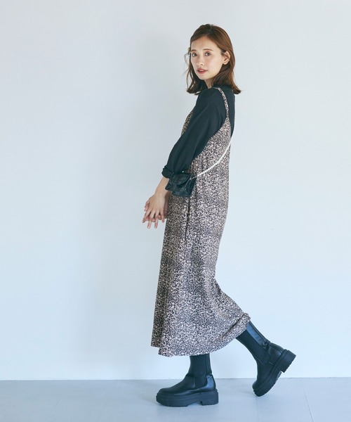 coca（coca）（コカ）の「ピーチスウェードプリーツレオパキャミワンピース（ワンピース・レディース・レオパード/その他・ONE SIZE）」の7枚目の写真