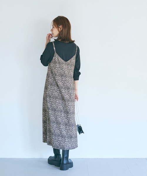 coca（coca）（コカ）の「ピーチスウェードプリーツレオパキャミワンピース（ワンピース・レディース・レオパード/その他・ONE SIZE）」の6枚目の写真