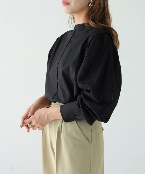 HER CLOSET(ハークローゼット)の「【shemoshelly】刺繍レーススリーブ ブラウス(シャツ/ブラウス・レディース・オフホワイト/ブラック・M)」の18枚目の写真