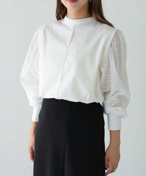 HER CLOSET(ハークローゼット)の「【shemoshelly】刺繍レーススリーブ ブラウス(シャツ/ブラウス・レディース・オフホワイト/ブラック・M)」の11枚目の写真