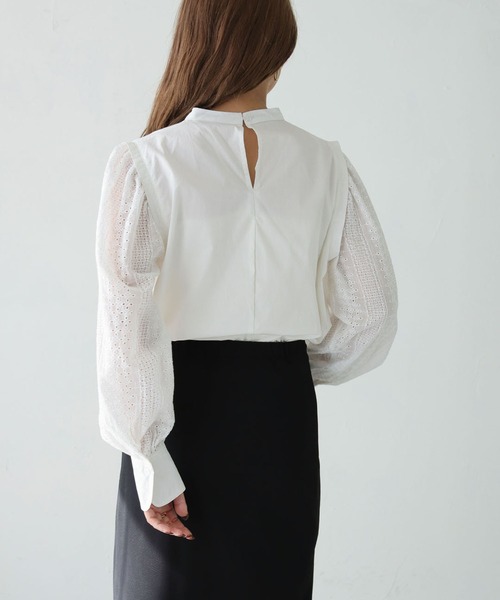 HER CLOSET(ハークローゼット)の「【shemoshelly】刺繍レーススリーブ ブラウス(シャツ/ブラウス・レディース・オフホワイト/ブラック・M)」の12枚目の写真