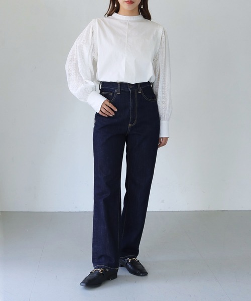 HER CLOSET(ハークローゼット)の「【shemoshelly】刺繍レーススリーブ ブラウス(シャツ/ブラウス・レディース・オフホワイト/ブラック・M)」の7枚目の写真