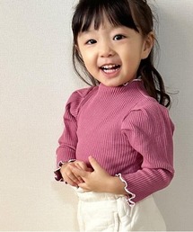 パフスリーブテレコリブ長袖Tシャツ■80~140cm