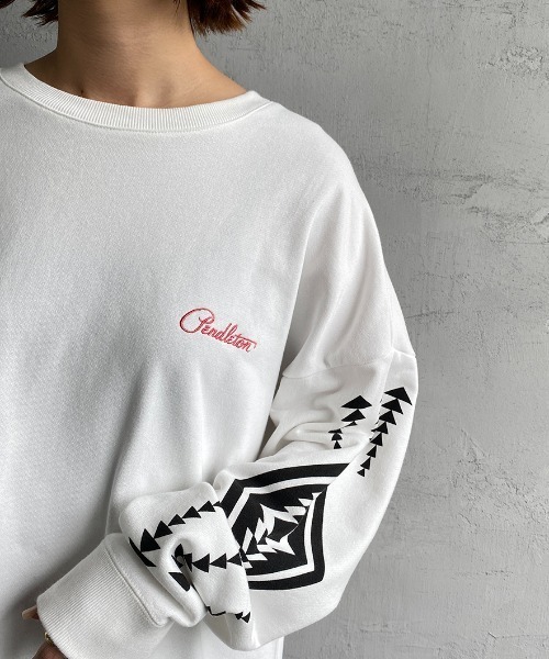 PENDLETON（ペンドルトン）の「[PENDLETON/ペンドルトン] 別注 ネイティブ柄 バックプリントクルーネックスウェット（スウェット・レディース・ホワイト/ブラック/グレー/グリーン/バーガンディー/ホワイト系/ブルー・S/M/L/XL）」の11枚目の写真