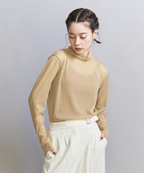 BEAUTY&YOUTH UNITED ARROWS(ビューティーアンドユースユナイテッドアローズ)の「ポリエステルシフォン タートルネック プルオーバー -ウォッシャブル-(Tシャツ/カットソー・レディース・ライトグレー/ベージュ/ライム/ダークブラウン・FREE)」の3枚目の写真