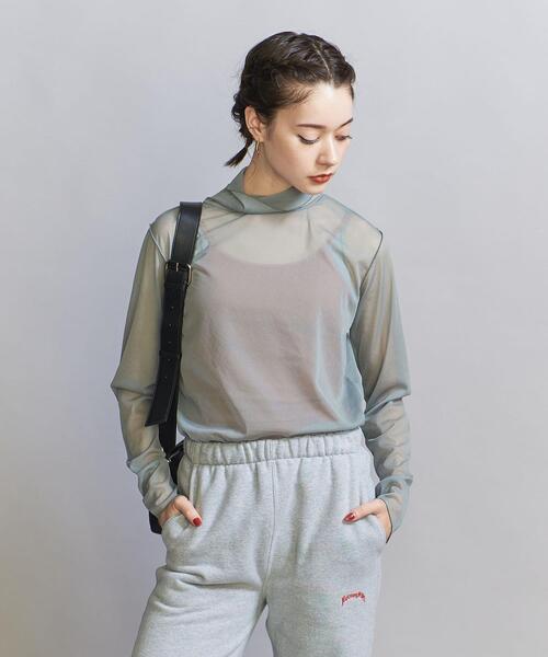 BEAUTY&YOUTH UNITED ARROWS(ビューティーアンドユースユナイテッドアローズ)の「ポリエステルシフォン タートルネック プルオーバー -ウォッシャブル-(Tシャツ/カットソー・レディース・ライトグレー/ベージュ/ライム/ダークブラウン・FREE)」の4枚目の写真