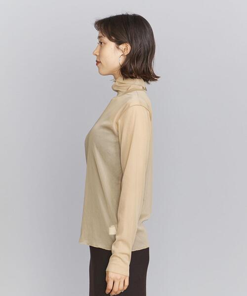 BEAUTY&YOUTH UNITED ARROWS(ビューティーアンドユースユナイテッドアローズ)の「ポリエステルシフォン タートルネック プルオーバー -ウォッシャブル-(Tシャツ/カットソー・レディース・ライトグレー/ベージュ/ライム/ダークブラウン・FREE)」の6枚目の写真