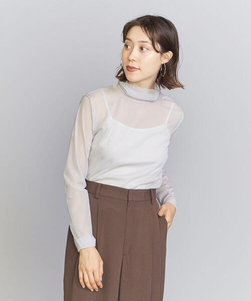 BEAUTY&YOUTH UNITED ARROWS(ビューティーアンドユースユナイテッドアローズ)の「ポリエステルシフォン タートルネック プルオーバー -ウォッシャブル-(Tシャツ/カットソー・レディース・ライトグレー/ベージュ/ライム/ダークブラウン・FREE)」の14枚目の写真